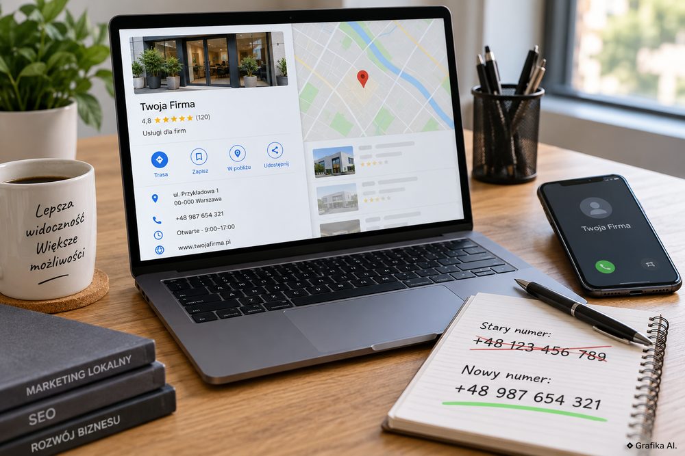 Zmiana numeru telefonu firmy w wizytówce internetowej